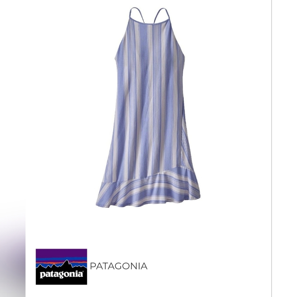 New Patagonia Women's Alpine Valley Dress in the Granite Stripe Light Violet